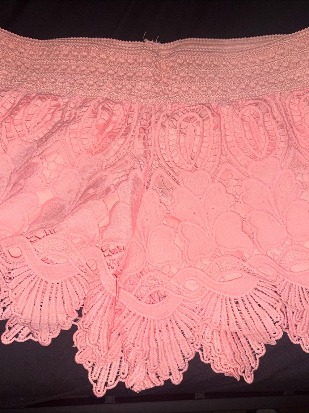 Junior’s Pink Lace Shorts - Soft Crochet Detail